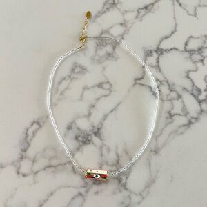 Evil Eye Enamel Seed Beaded Necklace – Multicolor Barrel Charm